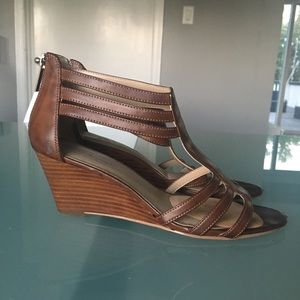 Tan Leather Sandal Wedges